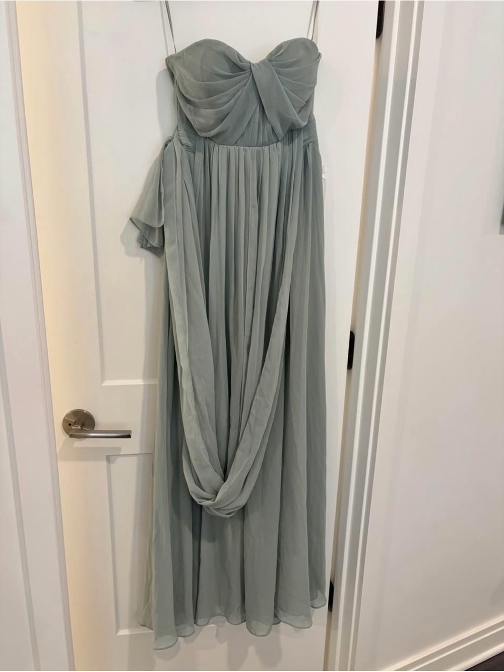 Birdy Grey Strapless Chiffon Maxi Dress in Sage